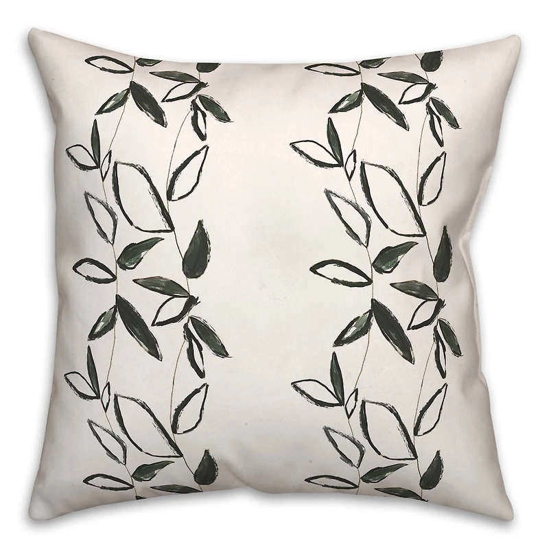 Black Leaf Stripes 18" x 18" Throw Pillow