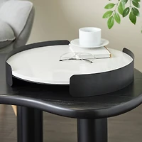 19" White Marble Round Living Room Décor Tray
