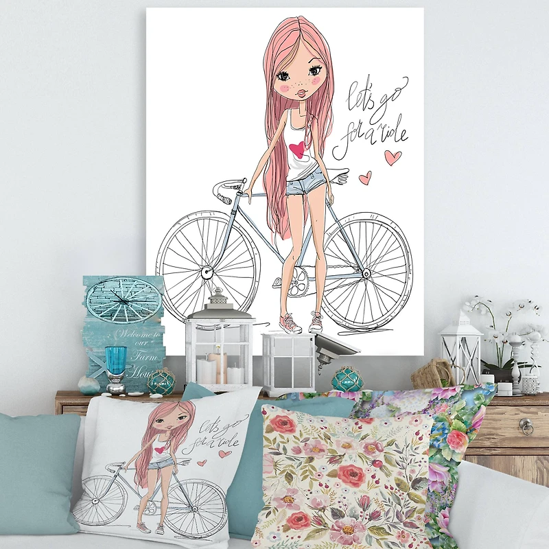 Designart - Young Girl With Bicycle