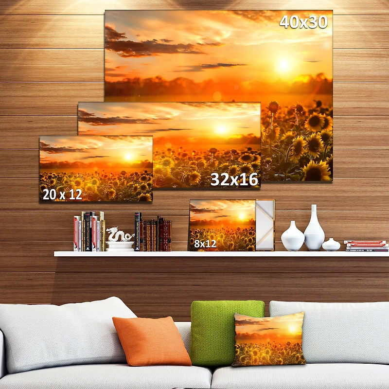 Designart - Yellow Sunset over Sunflowers