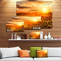Designart - Yellow Sunset over Sunflowers