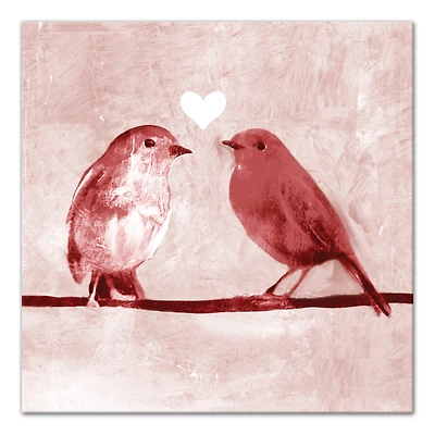 Pink Love Birds 12" x 12" Canvas Wall Art