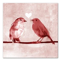 Pink Love Birds 12" x 12" Canvas Wall Art