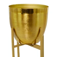CosmoLiving by Cosmopolitan Gold Metal Planter with Removable Stand Set