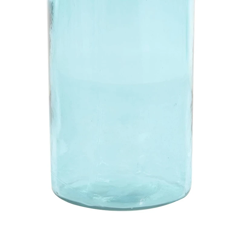 Teal Recycled Glass Handmade Tall Ombre Floor Vase
