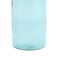 Teal Recycled Glass Handmade Tall Ombre Floor Vase