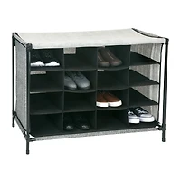 Simplify Black 16 Compartment Shoe Cubby