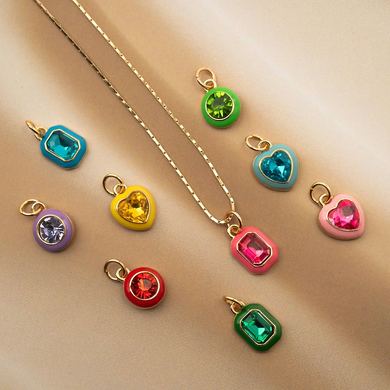Crystal Lane DIY Gold Enamel Rhinestone Charms, 9ct.