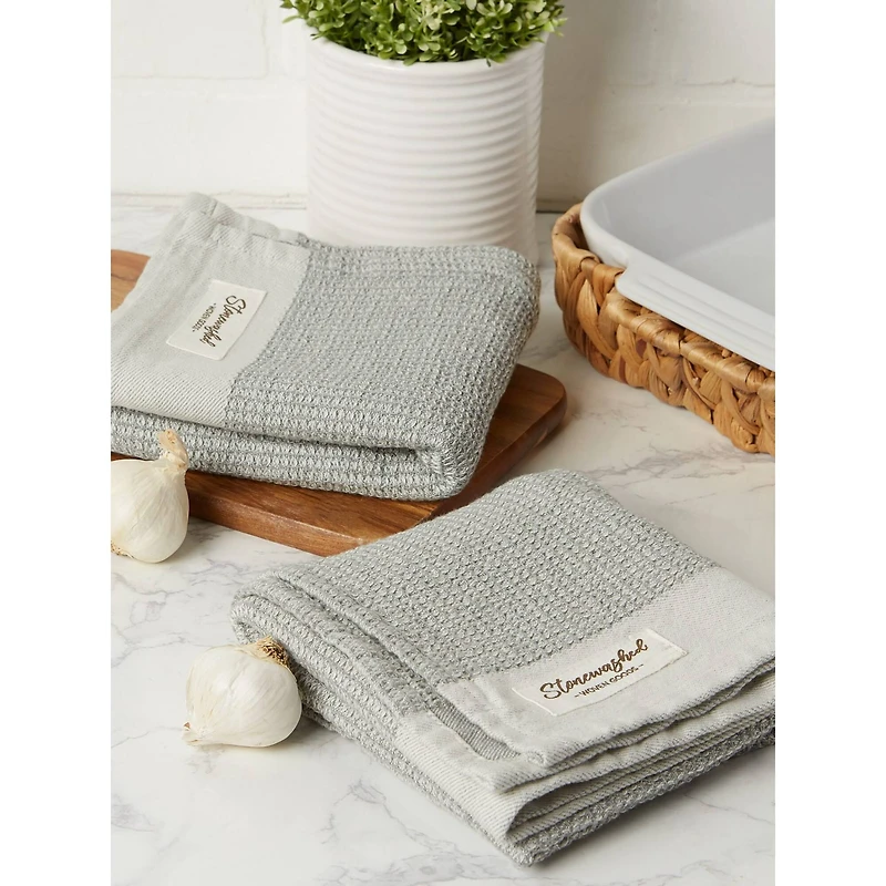 DII® Wild Dove Washed Waffle Woven Dishtowel, 2ct.
