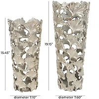 Silver Aluminum Vase with Gingko Leaf Design Set
