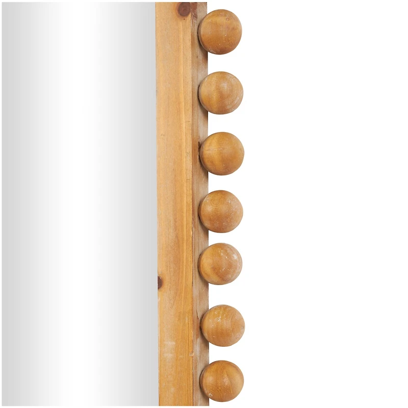 24" x 45" Brown Wood Wall Mirror with Beaded Frame