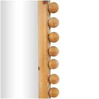 24" x 45" Brown Wood Wall Mirror with Beaded Frame