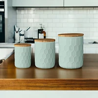 Hello Honey® Stoneware Canister Set with Bamboo Lids