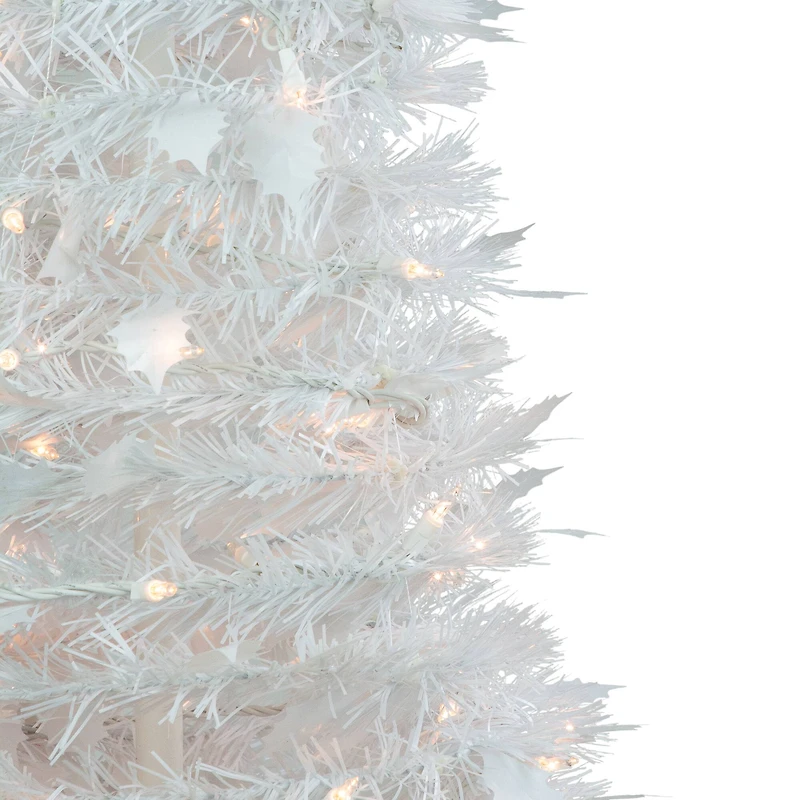 4ft. Pre-Lit White Tinsel Pop-Up Artificial Christmas Tree, Clear Lights