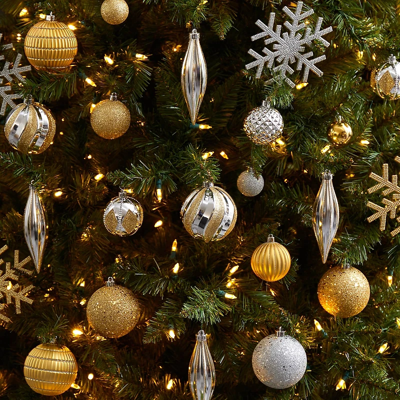 60ct. Holiday Deluxe Shatterproof Christmas Tree Ornament Box Set