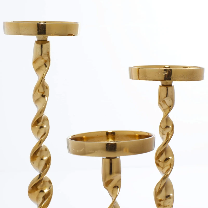 Gold Aluminum Coastal Candle Holder Set