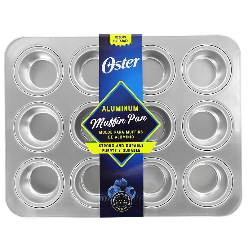 Oster Baker's Glee Silver 12 Cup Aluminum Muffin Pan