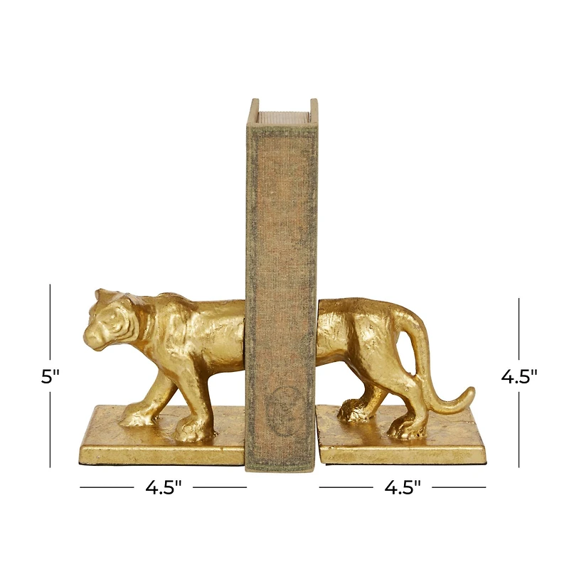 5" Gold Iron Cougar Glam Bookends