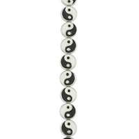 Black & White Enamel Metal Coin Yin Yang Beads, 11mm by Bead Landing™
