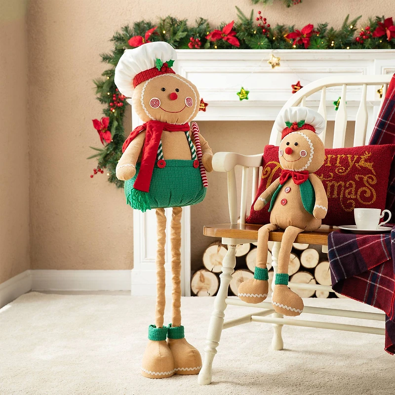 Glitzhome® 25" Fabric Christmas Gingerbread Man Shelf Sitter