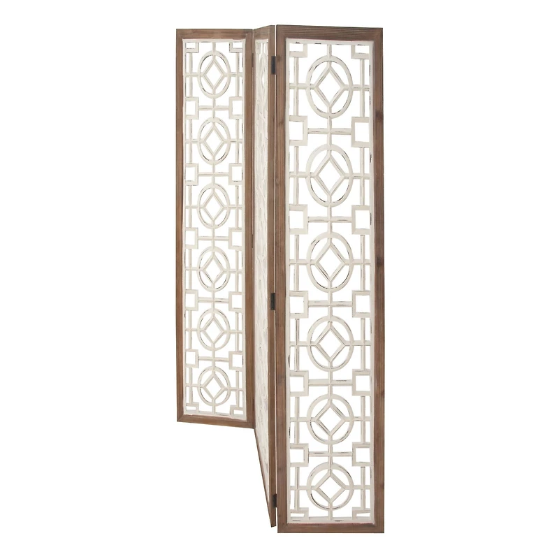 White Wood Farmhouse Room Divider Screen, 72" x 54" x 1"