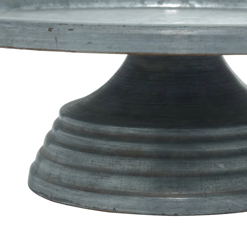 Grey Iron Farmhouse Cake Stand, 4" x 13" x 13"