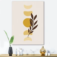 Designart - Abstract Geometrical Sun and Moon With Leaf VII