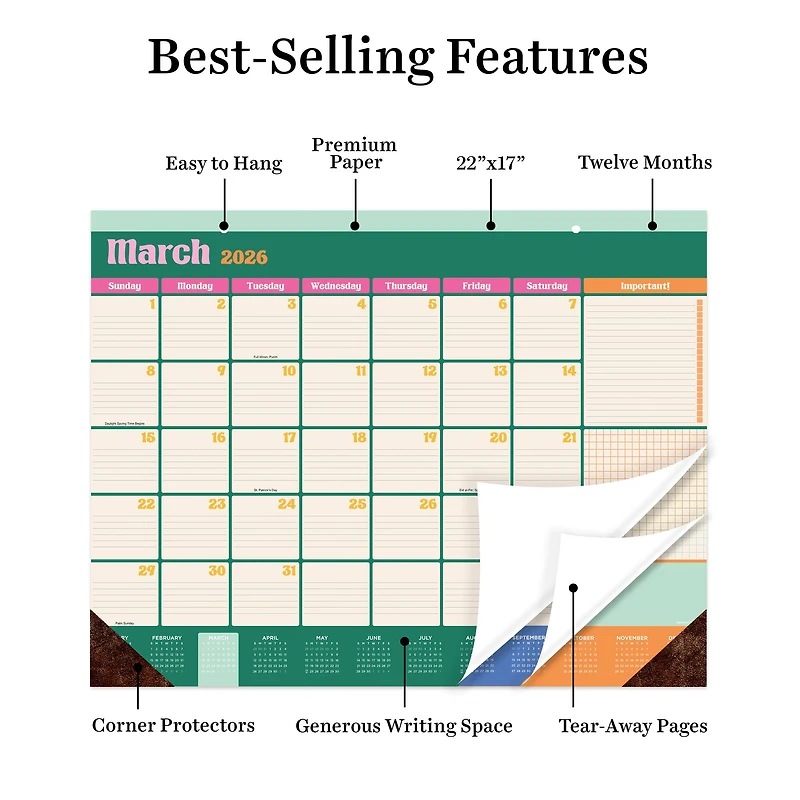 2026 Sherbet Desk Pad Monthly Blotter Calendar