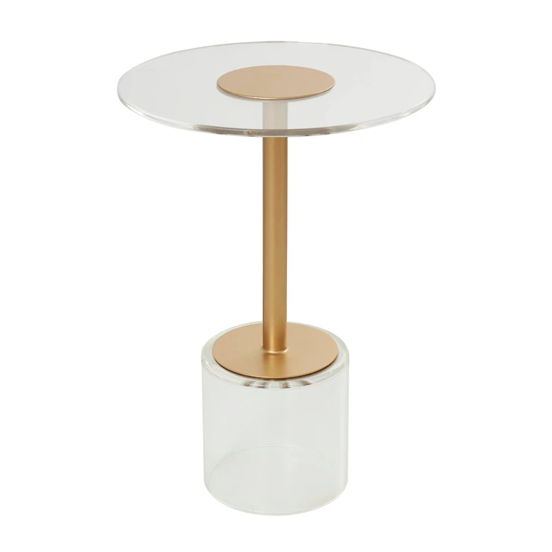 23" Clear Acrylic Accent Table with Gold Stand