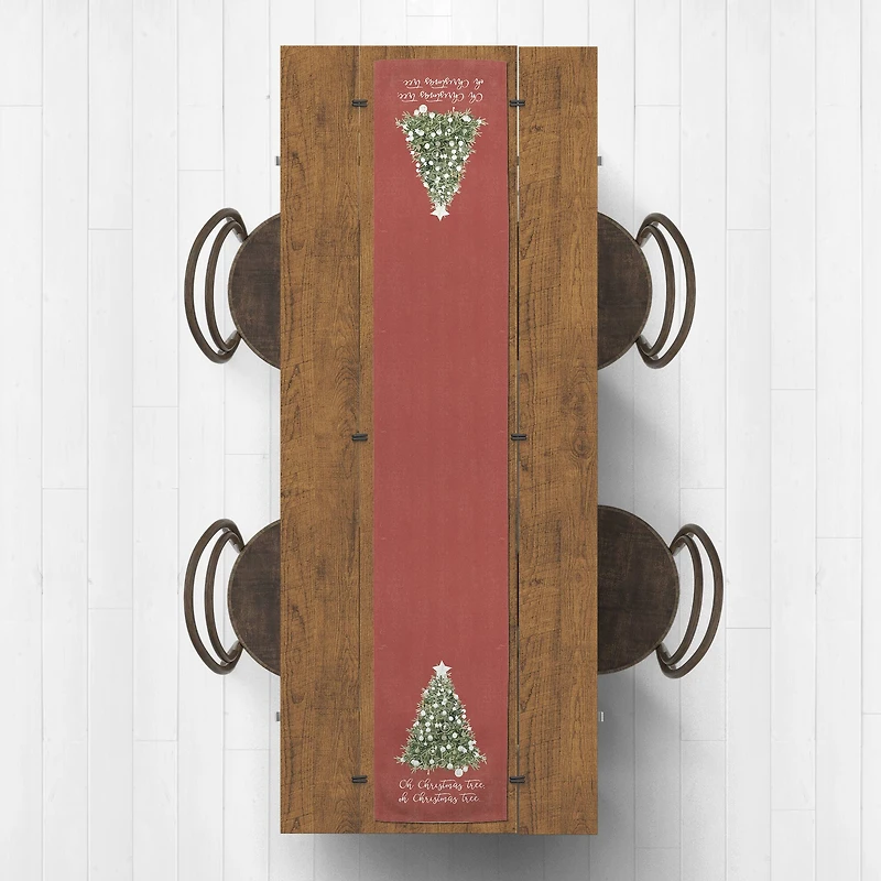72" Oh Christmas Tree On Red Table Runner