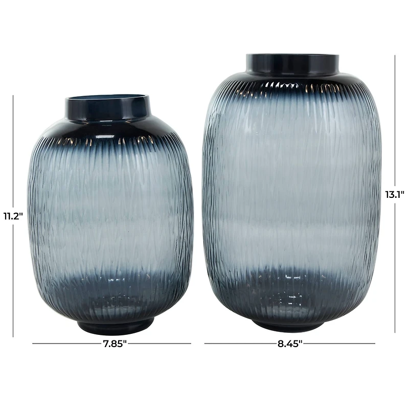 Black & Gray Ombre Glass Vase Set