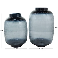 Black & Gray Ombre Glass Vase Set