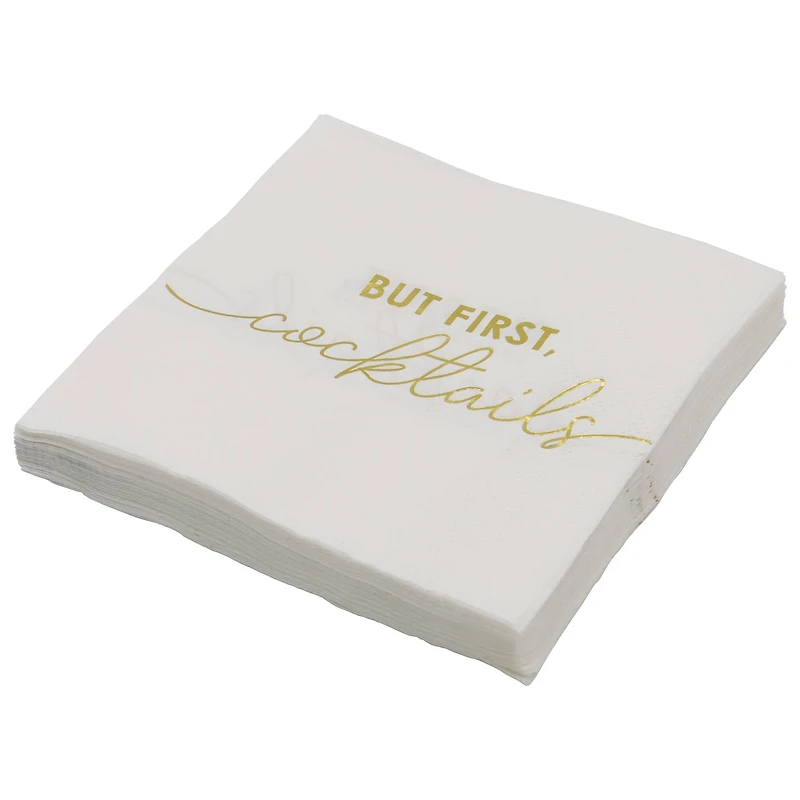 Gold & White But First Cocktails Beverage Napkins, 20ct. by Celebrate It™
