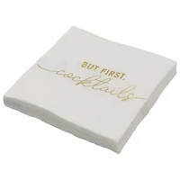 Gold & White But First Cocktails Beverage Napkins, 20ct. by Celebrate It™