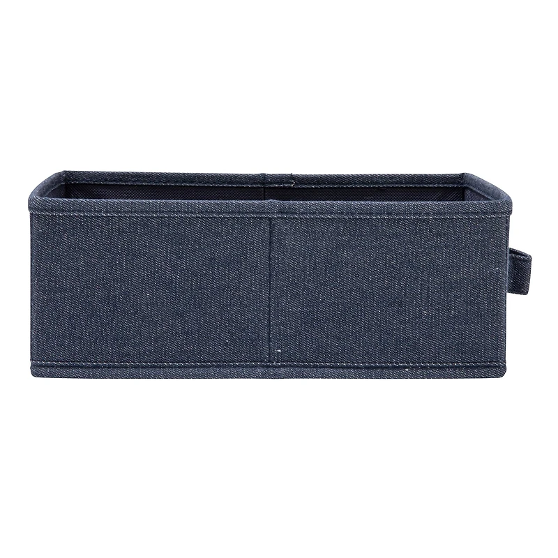 Household Essentials 11.5" Denim Blue Collapsible Cotton Blend Rectangular Storage Drawer, 2ct.