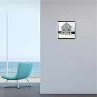 Stupell Industries Winter Beach House Landscape Cool Coast Line Black Framed Wall Art