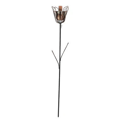 30" Brushed Copper Flower Oil Lamp Patio Torch