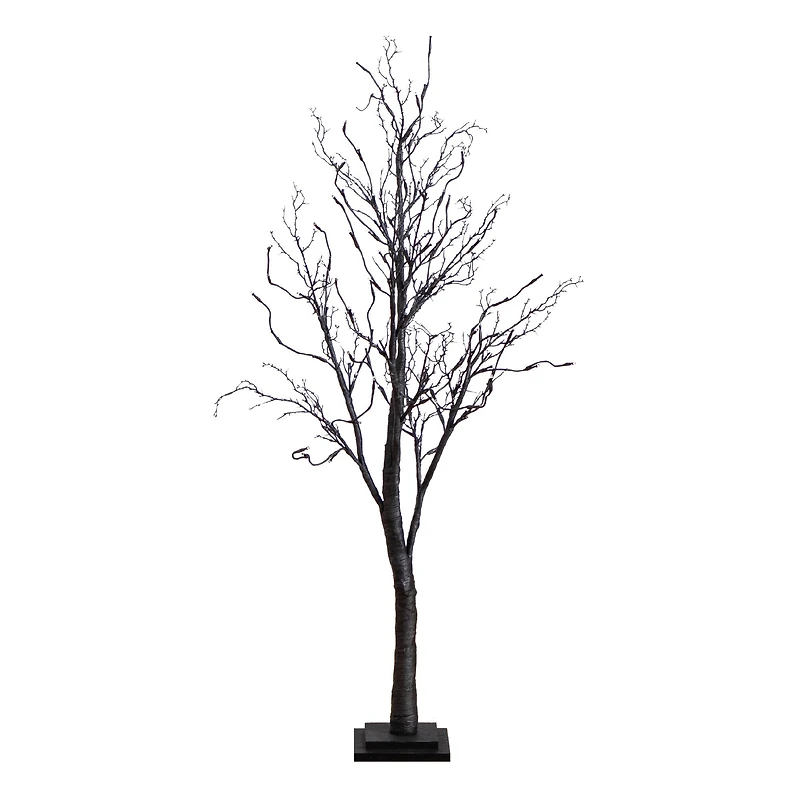 4ft. Orange & Purple LED Pre-Lit Halloween Deluxe Black Twig Artificial Fall Tree