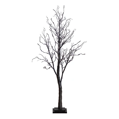 4ft. Orange & Purple LED Pre-Lit Halloween Deluxe Black Twig Artificial Fall Tree