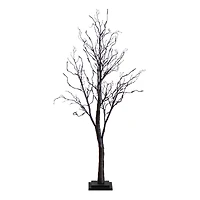 4ft. Orange & Purple LED Pre-Lit Halloween Deluxe Black Twig Artificial Fall Tree