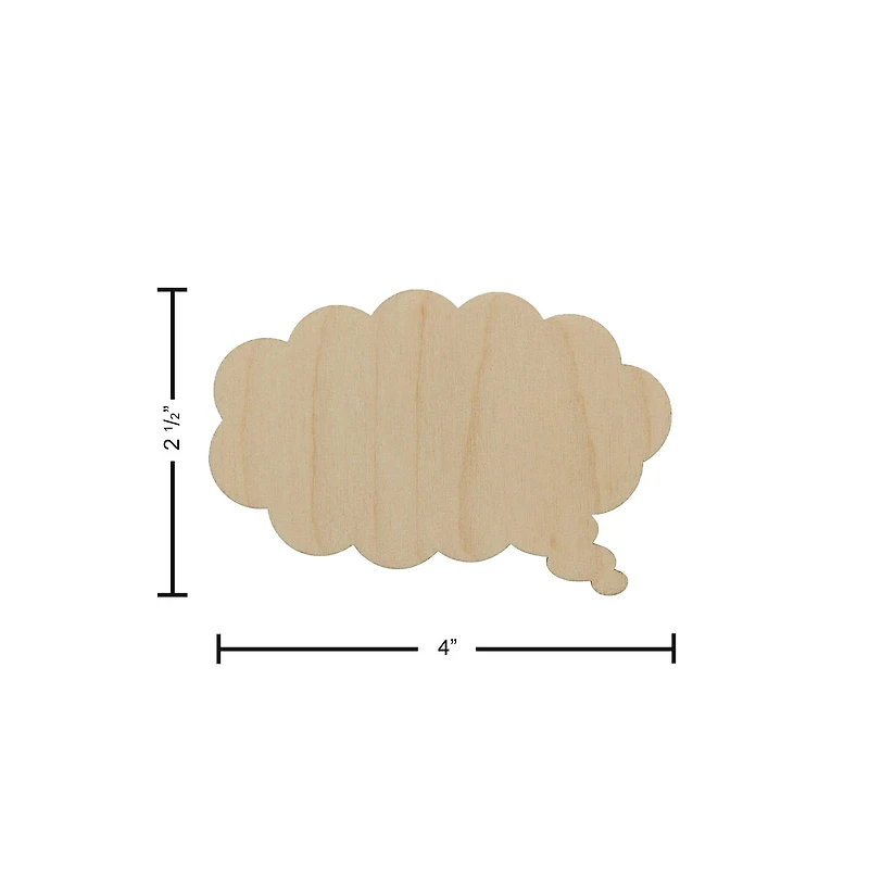Essentials by Leisure Arts 24 Pack 3.75" x 2.5" Cloud Thought Bubble Flat Wood Shape