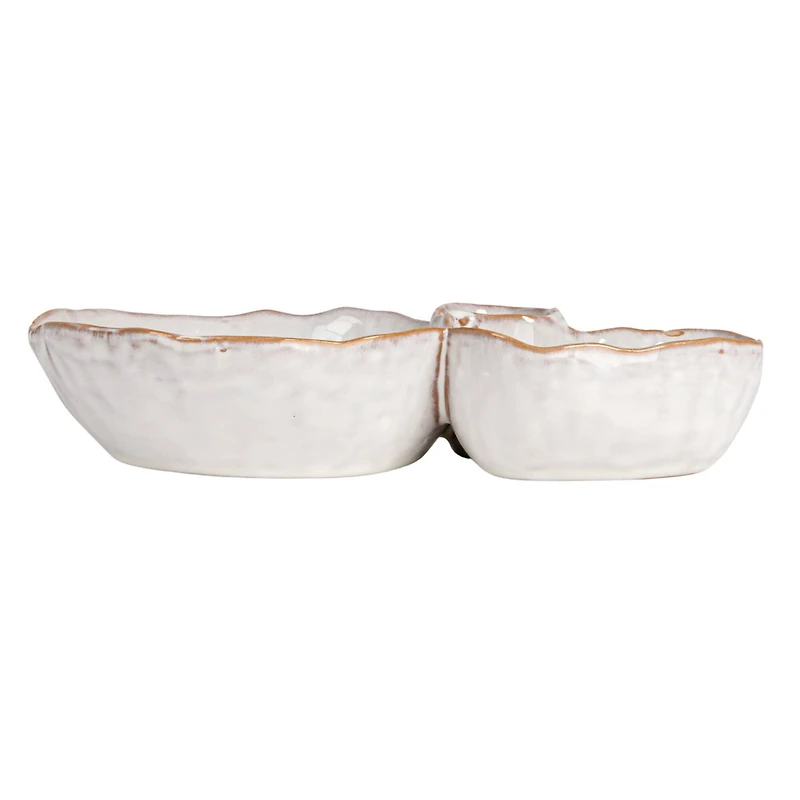 Hello Honey® 8" White Tri-Section Stoneware Dish