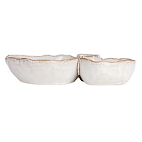 Hello Honey® 8" White Tri-Section Stoneware Dish