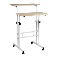 Mind Reader Woodland Collection White Adjustable Mobile Sit & Stand Laptop Desk