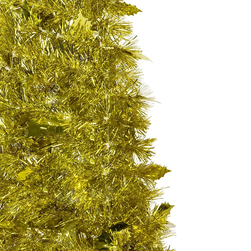 4 ft. Unlit Gold Tinsel Pop-Up Artificial Christmas Tree