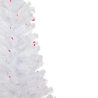 4ft. Pre-Lit White Woodbury Pine Slim Artificial Christmas Tree, Pink Lights