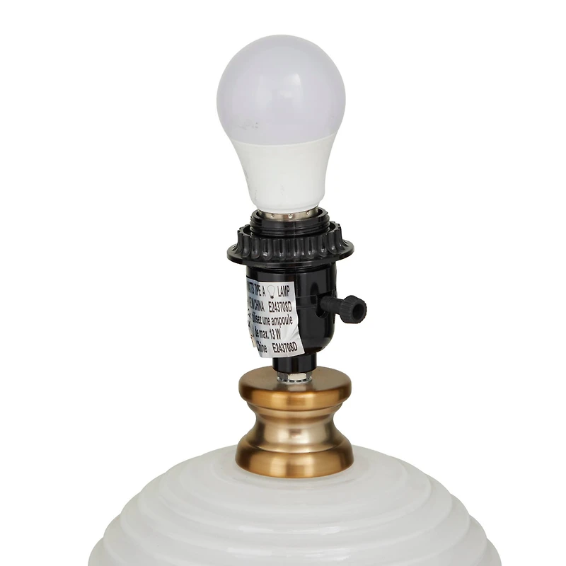 White Glass Modern Accent Lamp, 13" x 13" x 19"