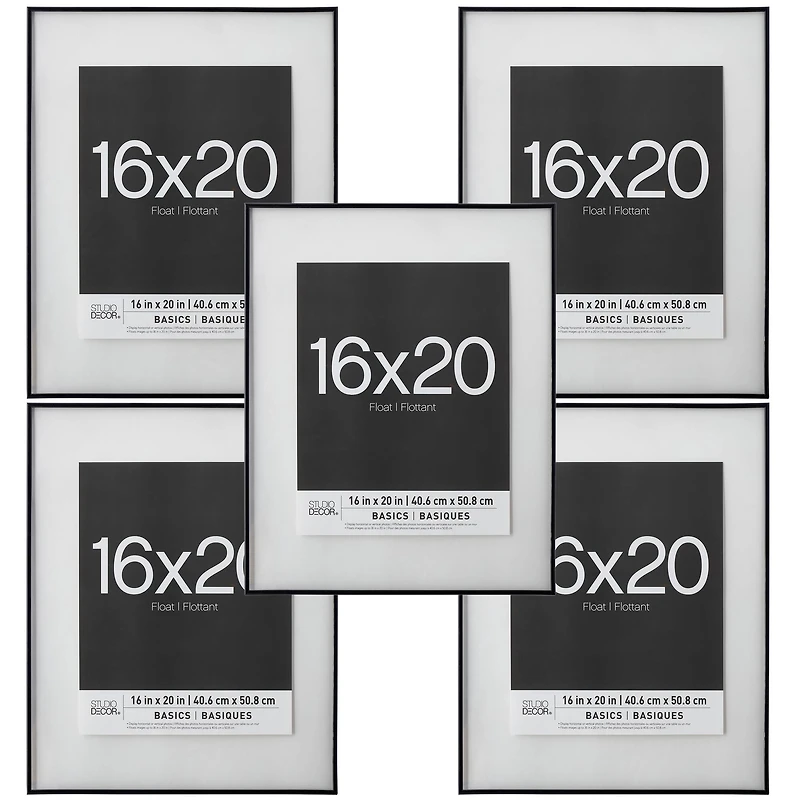 5 Pack: Black Thin 16" x 20" Float Frame, Basics by Studio Décor®