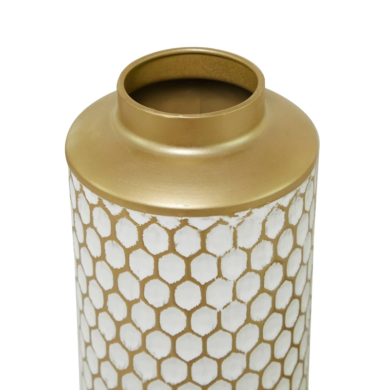 CosmoLiving by Cosmopolitan Gold Metal Honeycomb Vase Set of 2 22", 14"