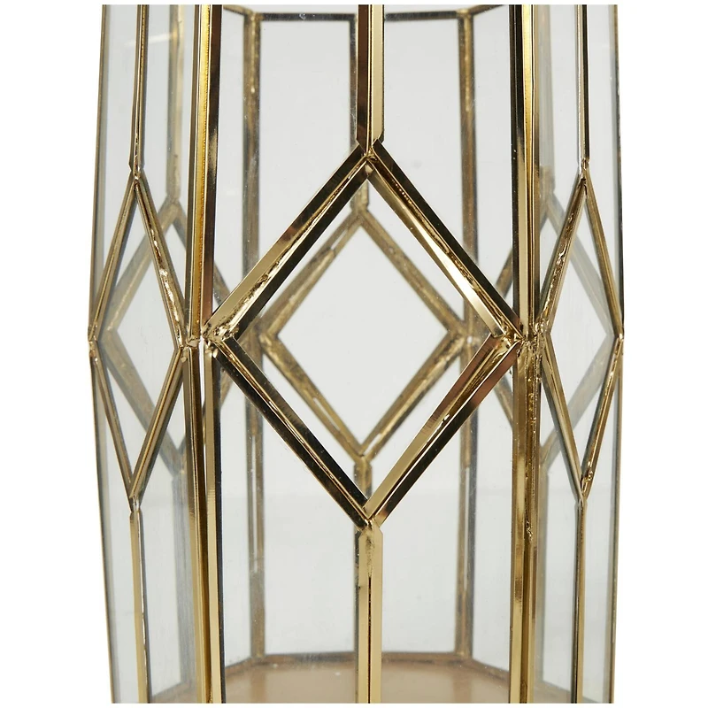 CosmoLiving by Cosmopolitan Gold Line & Diamond Hexagon Candle Lantern Set